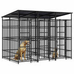 vidaXL Outdoor-Hundezwinger mit Dach Stahl 5,53 m²