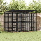 vidaXL Outdoor-Hundezwinger mit Dach Stahl 5,53 m²