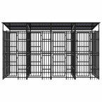 vidaXL Outdoor-Hundezwinger mit Dach Stahl 7,37 m²