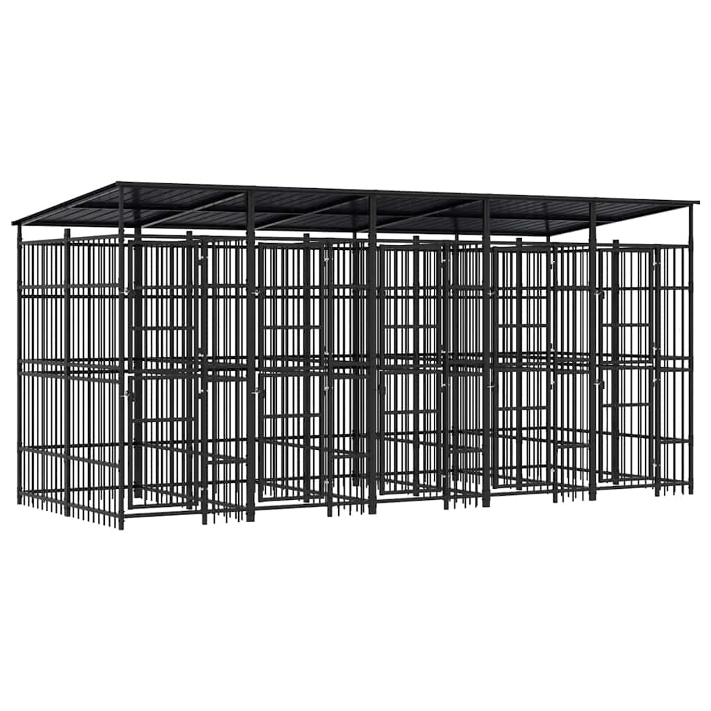 vidaXL Outdoor-Hundezwinger mit Dach Stahl 9,22 m²