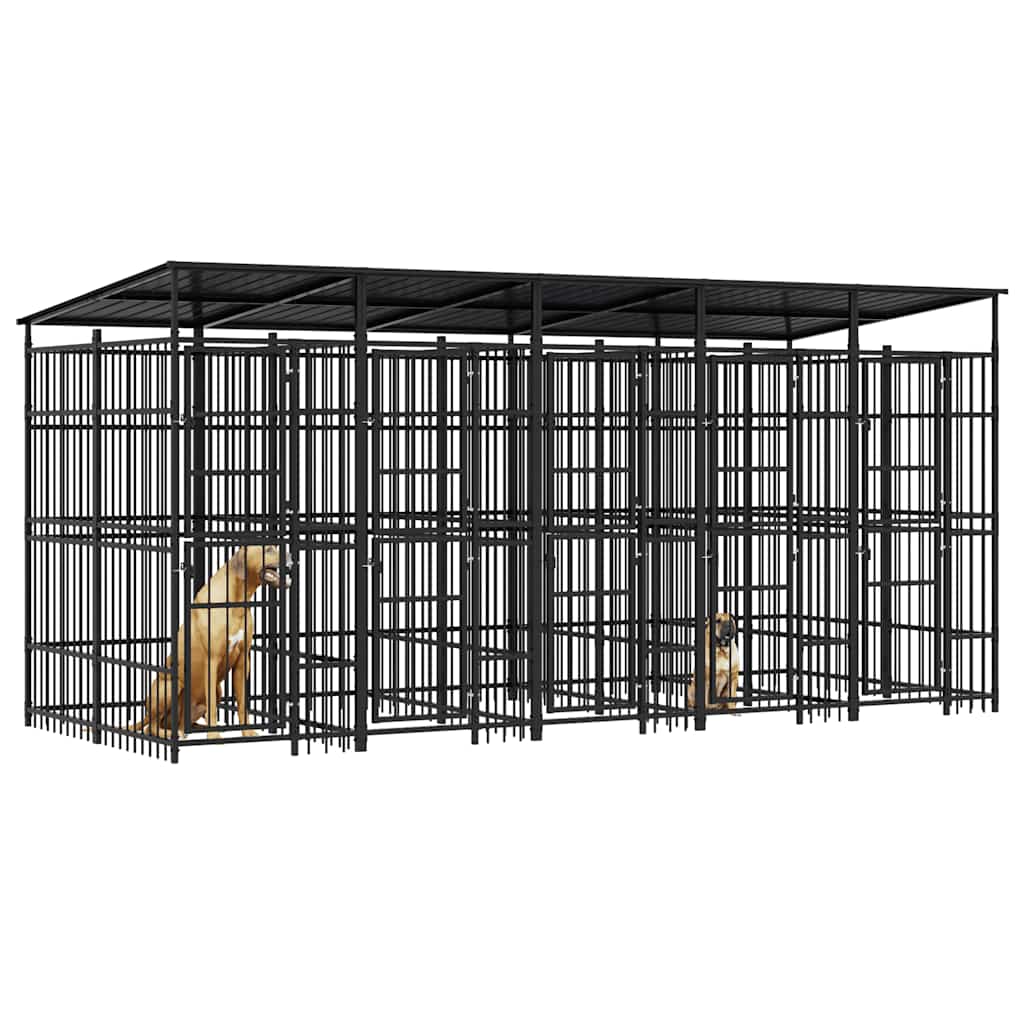 vidaXL Outdoor-Hundezwinger mit Dach Stahl 9,22 m²