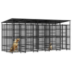 vidaXL Outdoor-Hundezwinger mit Dach Stahl 9,22 m²
