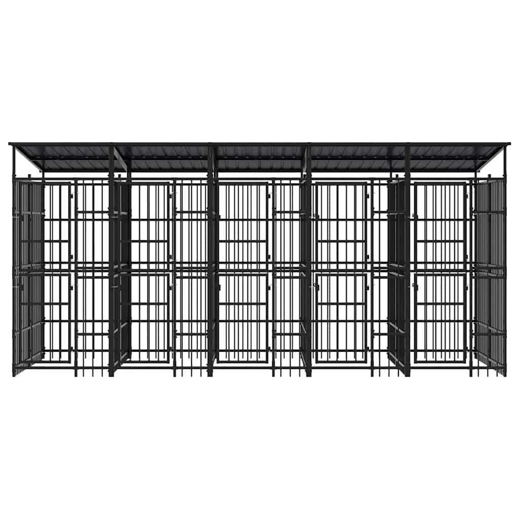 vidaXL Outdoor-Hundezwinger mit Dach Stahl 9,22 m²