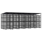vidaXL Outdoor-Hundezwinger mit Dach Stahl 11,06 m²