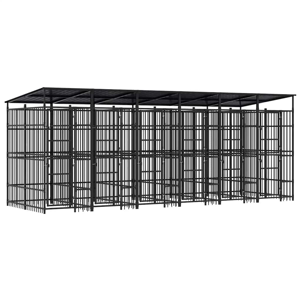 vidaXL Outdoor-Hundezwinger mit Dach Stahl 11,06 m²