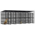 vidaXL Outdoor-Hundezwinger mit Dach Stahl 11,06 m²