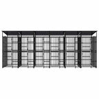 vidaXL Outdoor-Hundezwinger mit Dach Stahl 11,06 m²