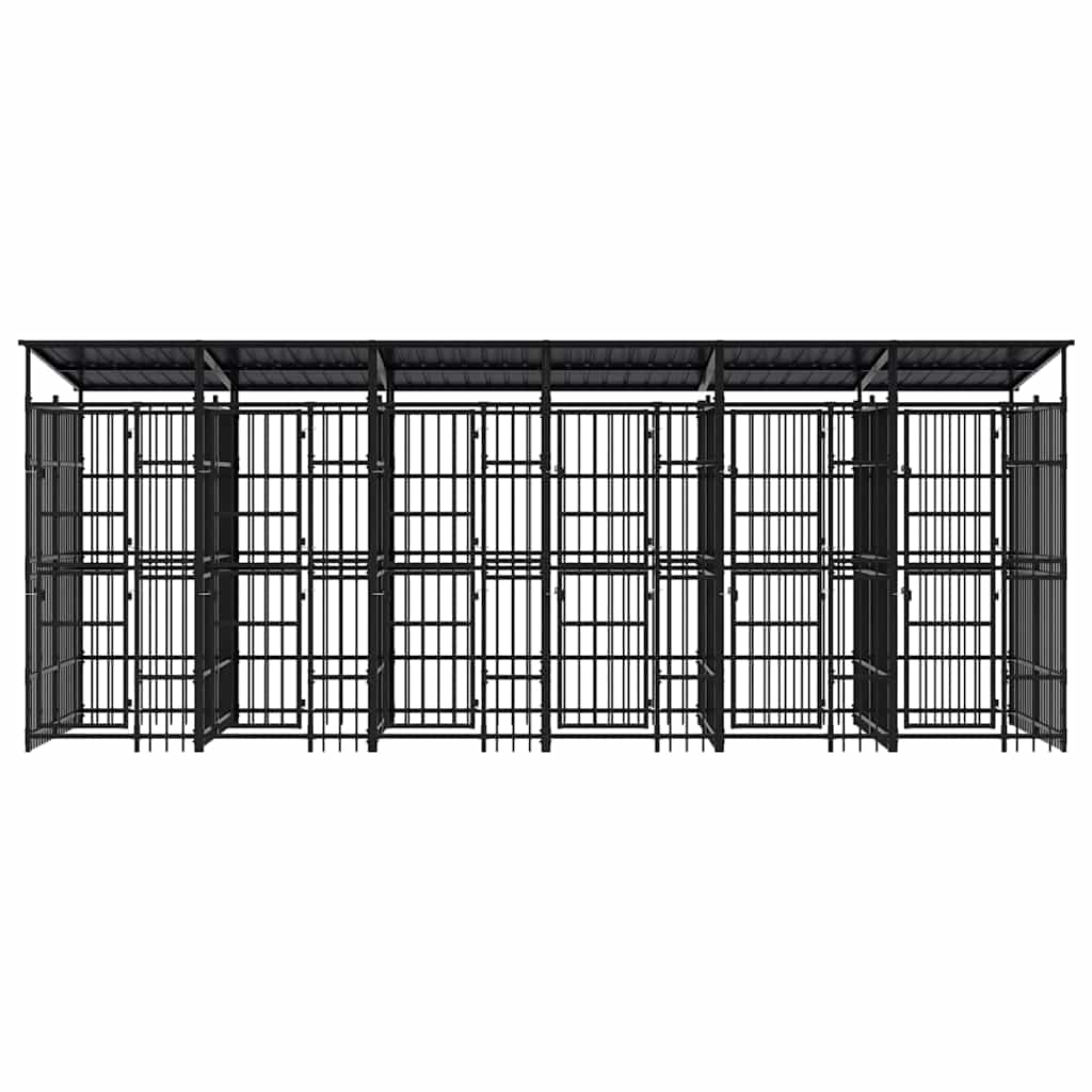 vidaXL Outdoor-Hundezwinger mit Dach Stahl 11,06 m²