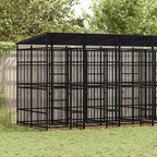 vidaXL Outdoor-Hundezwinger mit Dach Stahl 11,06 m²