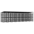 vidaXL Outdoor-Hundezwinger mit Dach Stahl 14,75 m²