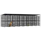 vidaXL Outdoor-Hundezwinger mit Dach Stahl 14,75 m²