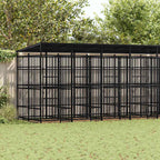 vidaXL Outdoor-Hundezwinger mit Dach Stahl 14,75 m²