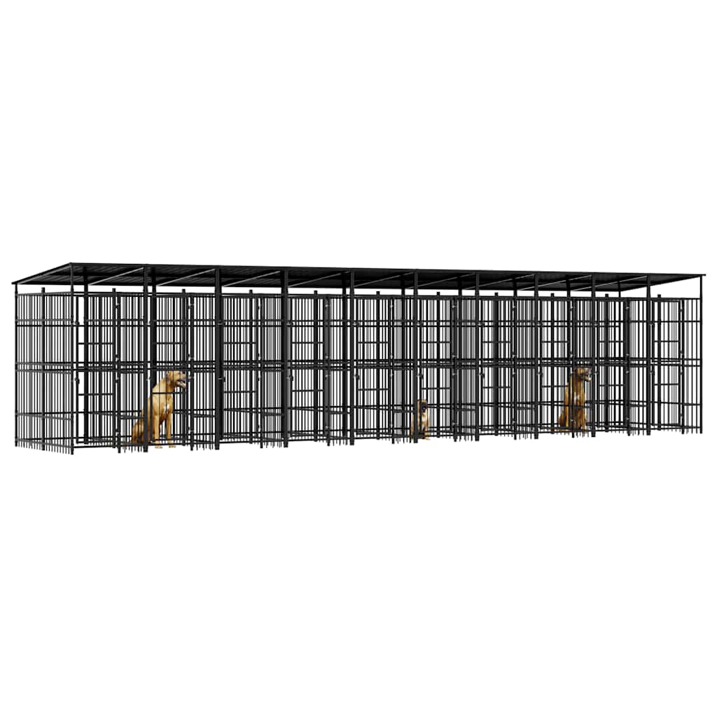 vidaXL Outdoor-Hundezwinger mit Dach Stahl 18,43 m²