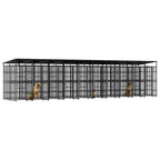 vidaXL Outdoor-Hundezwinger mit Dach Stahl 18,43 m²