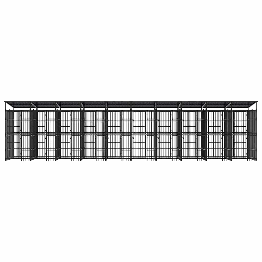 vidaXL Outdoor-Hundezwinger mit Dach Stahl 18,43 m²