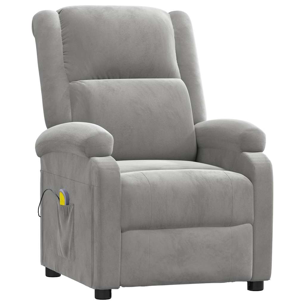 vidaXL Massagesessel Hellgrau Samt