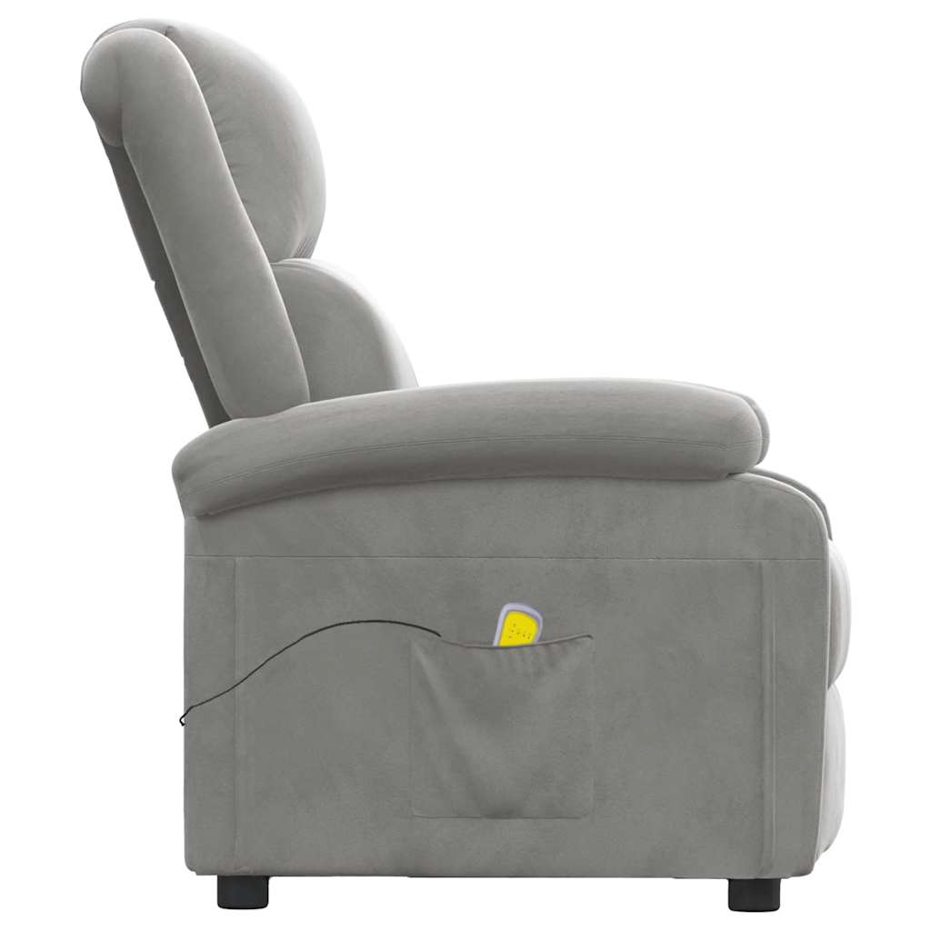 vidaXL Massagesessel Hellgrau Samt