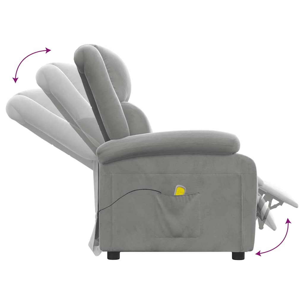 vidaXL Massagesessel Hellgrau Samt