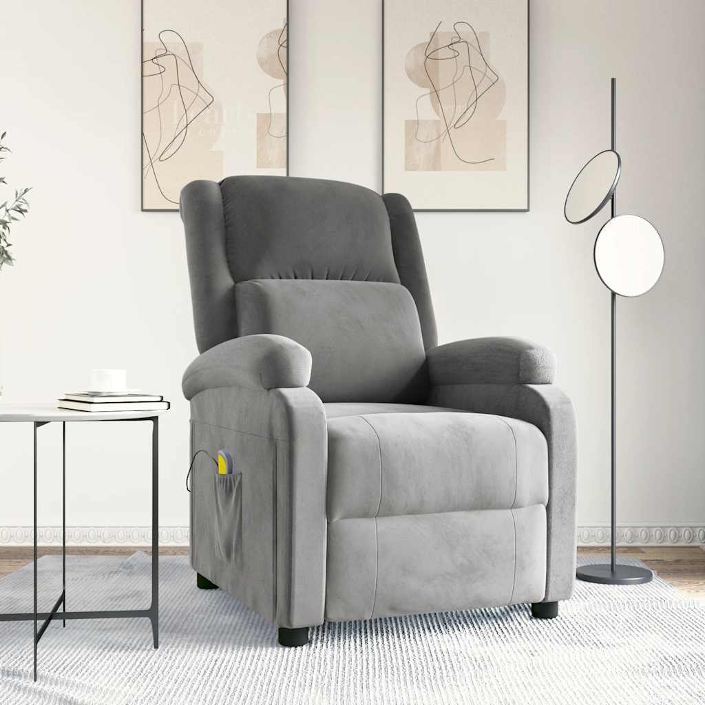 vidaXL Massagesessel Hellgrau Samt