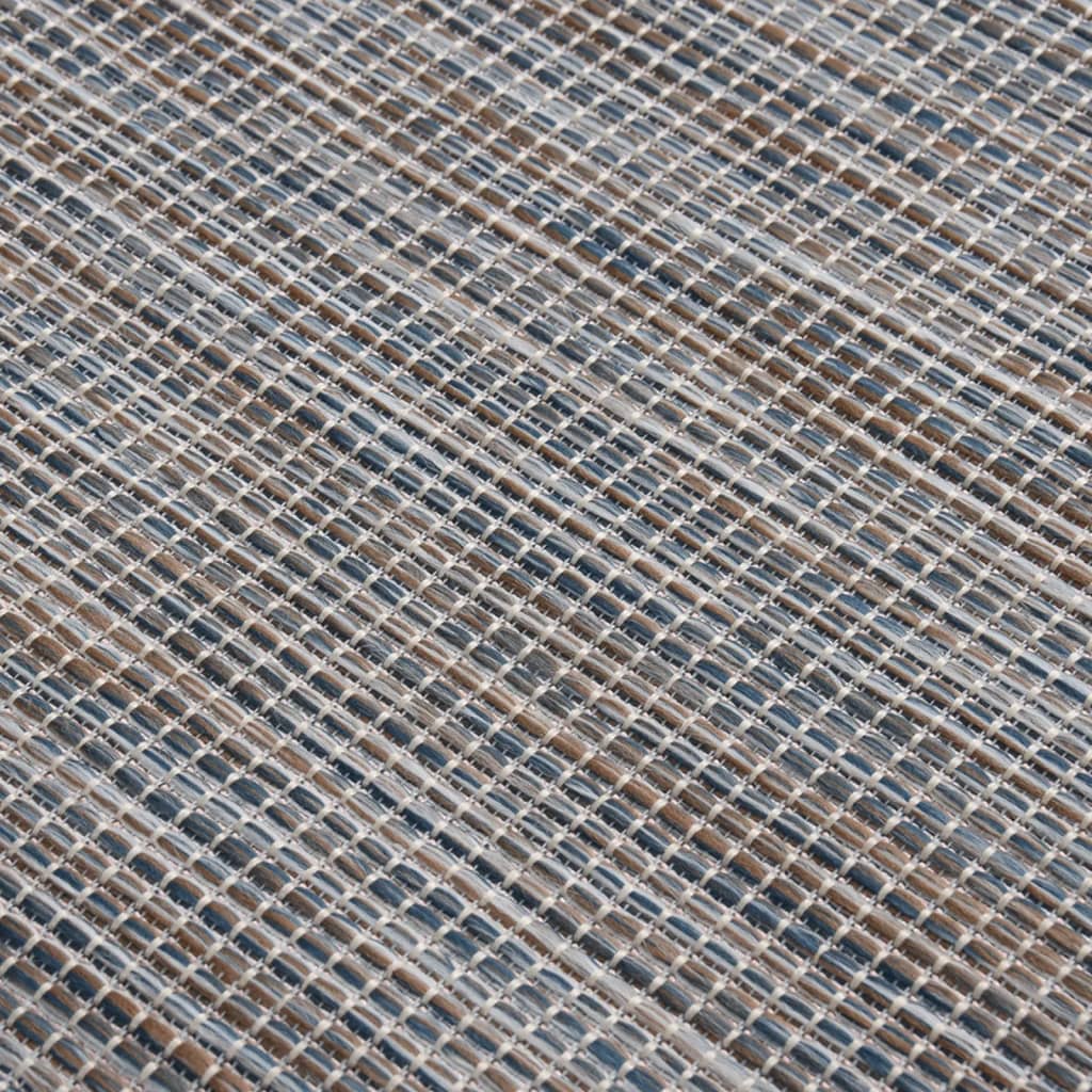 vidaXL Outdoor-Teppich Flachgewebe 80x250 cm Braun und Blau
