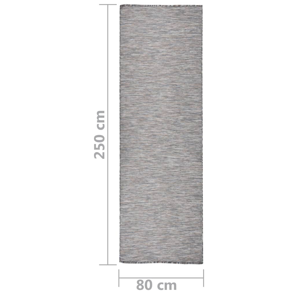 vidaXL Outdoor-Teppich Flachgewebe 80x250 cm Braun und Blau