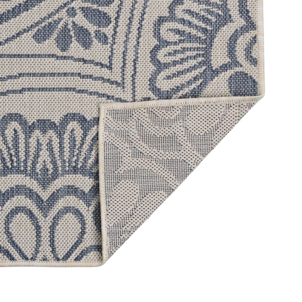 vidaXL Outdoor-Teppich Flachgewebe 80x250 cm Blaues Muster
