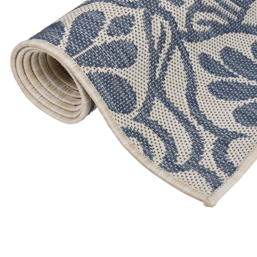 vidaXL Outdoor-Teppich Flachgewebe 80x250 cm Blaues Muster