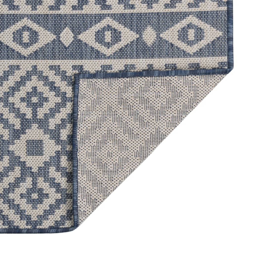 vidaXL Outdoor-Teppich Flachgewebe 80x250 cm Blau Gestreift