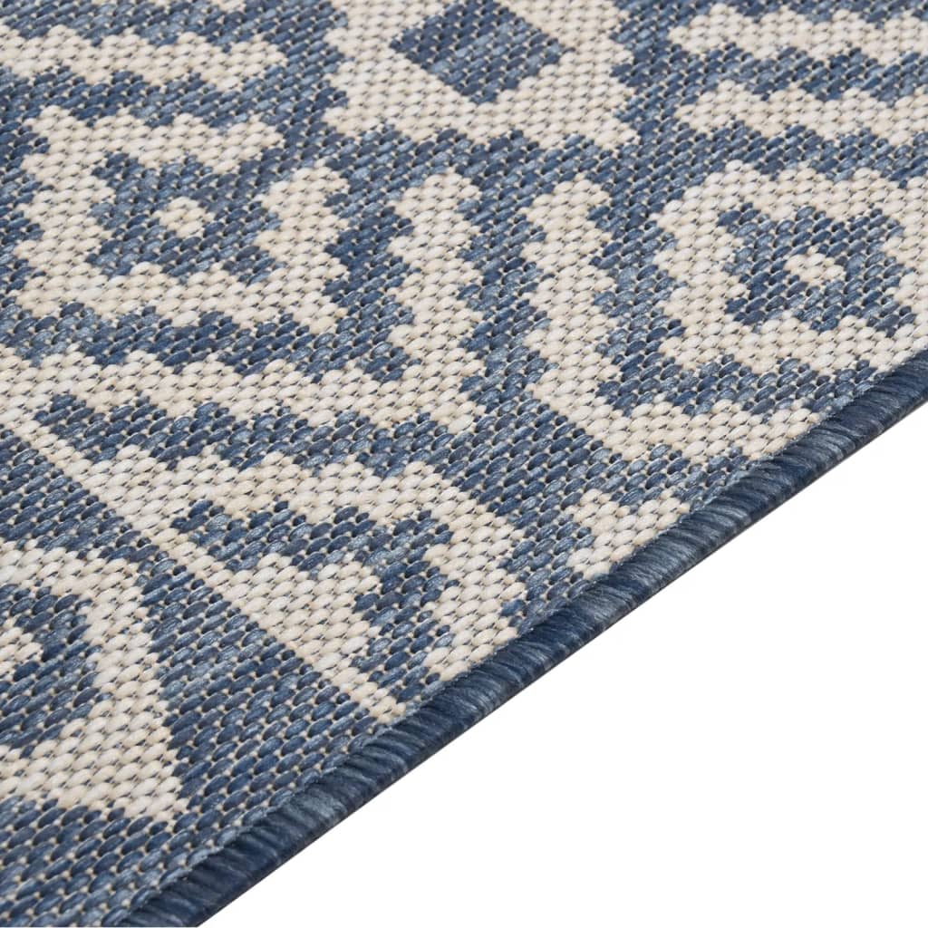 vidaXL Outdoor-Teppich Flachgewebe 80x250 cm Blau Gestreift