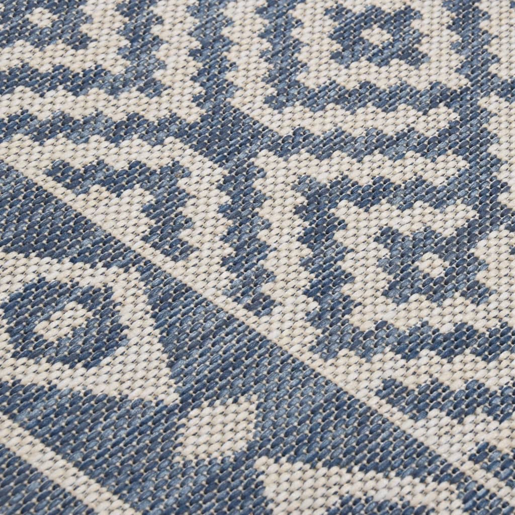 vidaXL Outdoor-Teppich Flachgewebe 80x250 cm Blau Gestreift