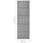 vidaXL Outdoor-Teppich Flachgewebe 80x250 cm Blau Gestreift