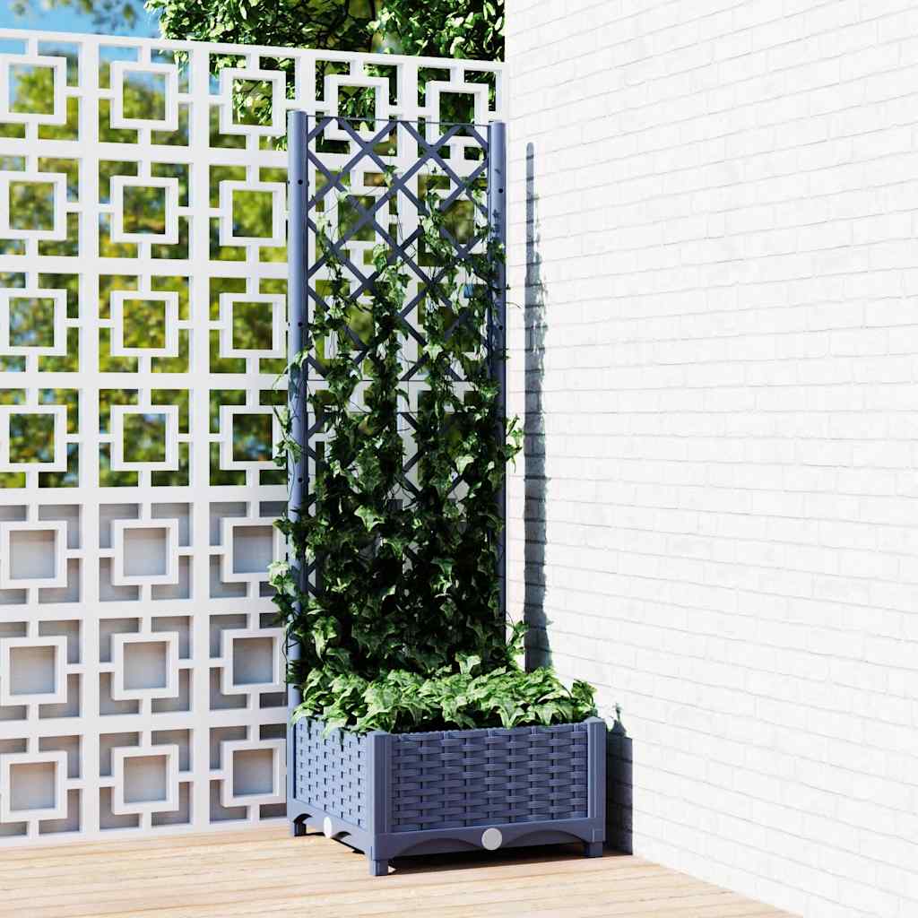 vidaXL Garten-Pflanzgefäß mit Spalier Blaugrau 40 x 40 x 121,5 cm PP