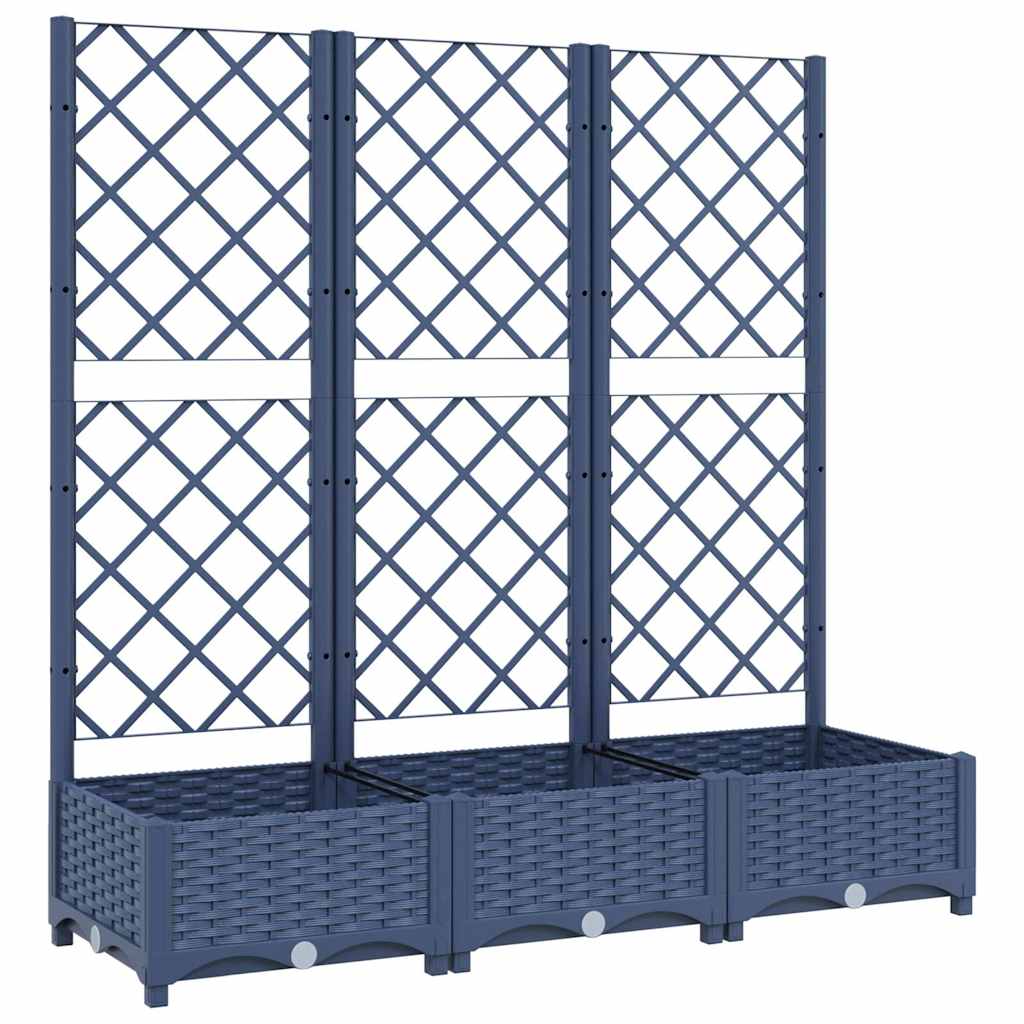 vidaXL Pflanzkübel mit Spalier Blaugrau 120x40x121,5 cm PP