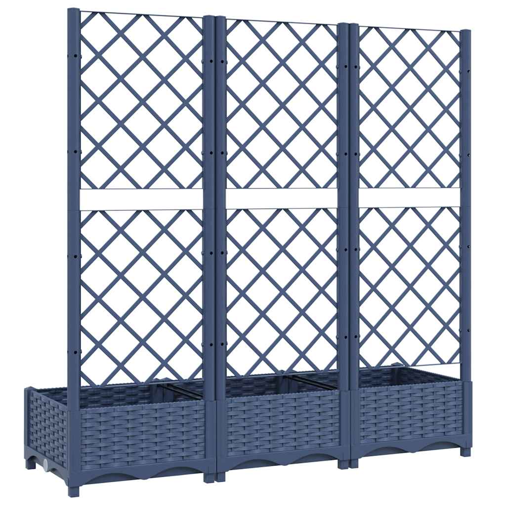 vidaXL Pflanzkübel mit Spalier Blaugrau 120x40x121,5 cm PP