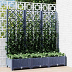 vidaXL Pflanzkübel mit Spalier Blaugrau 120x40x121,5 cm PP