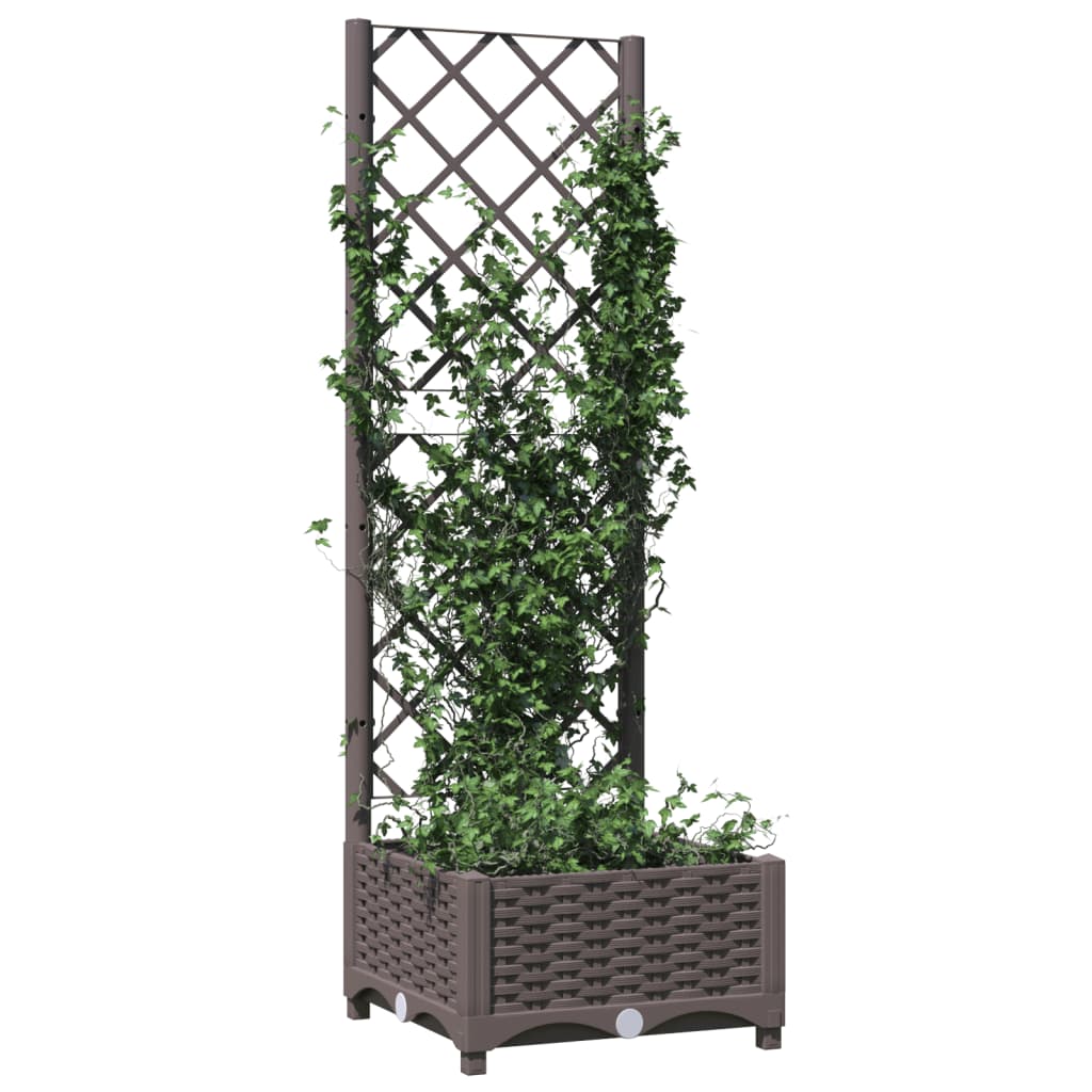 vidaXL Pflanzkübel mit Rankgitter Braun 40x40x121,5 cm PP