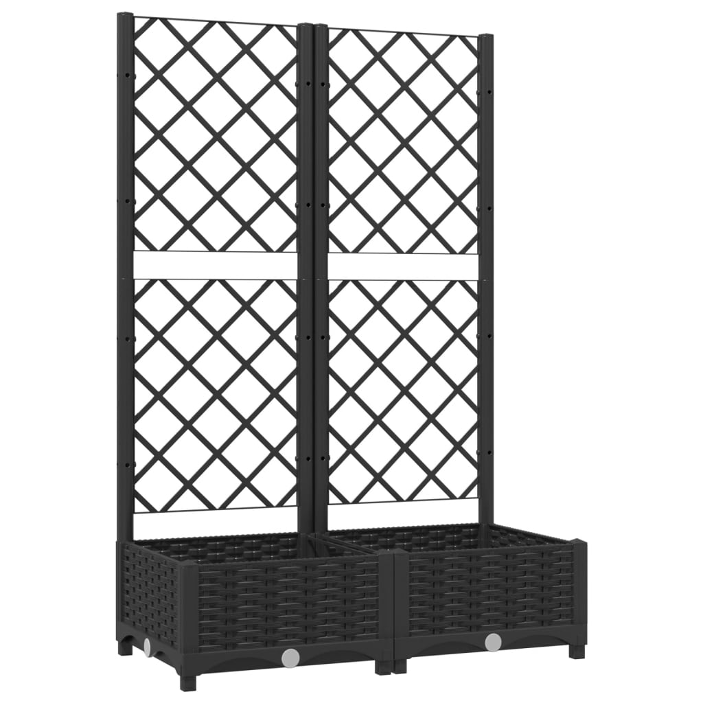 vidaXL Gartenpflanzgefäß mit Spalier Schwarz 80 x 40 x 121,5 cm PP