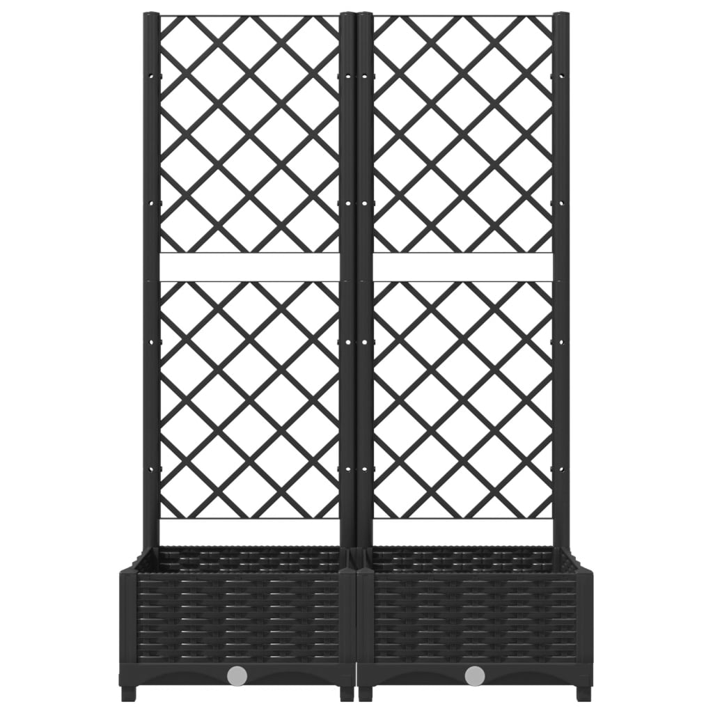 vidaXL Gartenpflanzgefäß mit Spalier Schwarz 80 x 40 x 121,5 cm PP