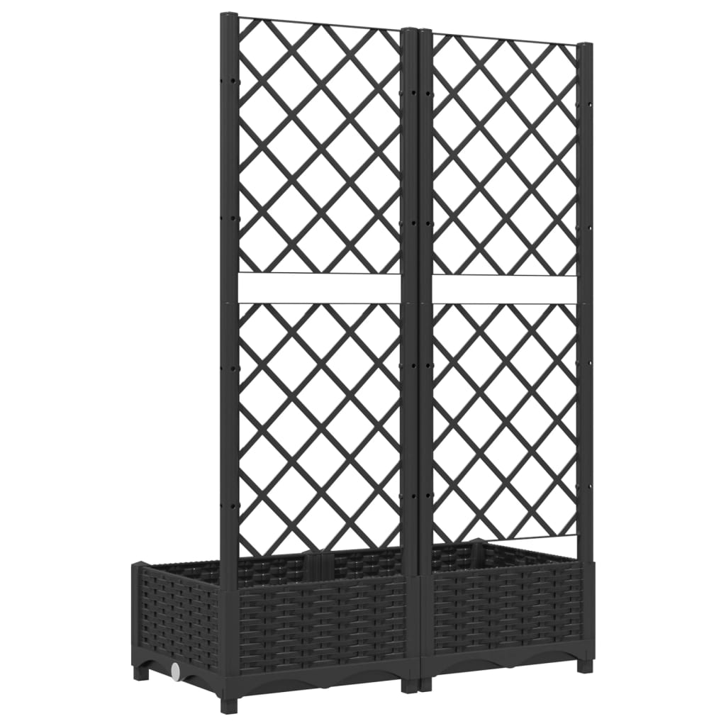 vidaXL Gartenpflanzgefäß mit Spalier Schwarz 80 x 40 x 121,5 cm PP