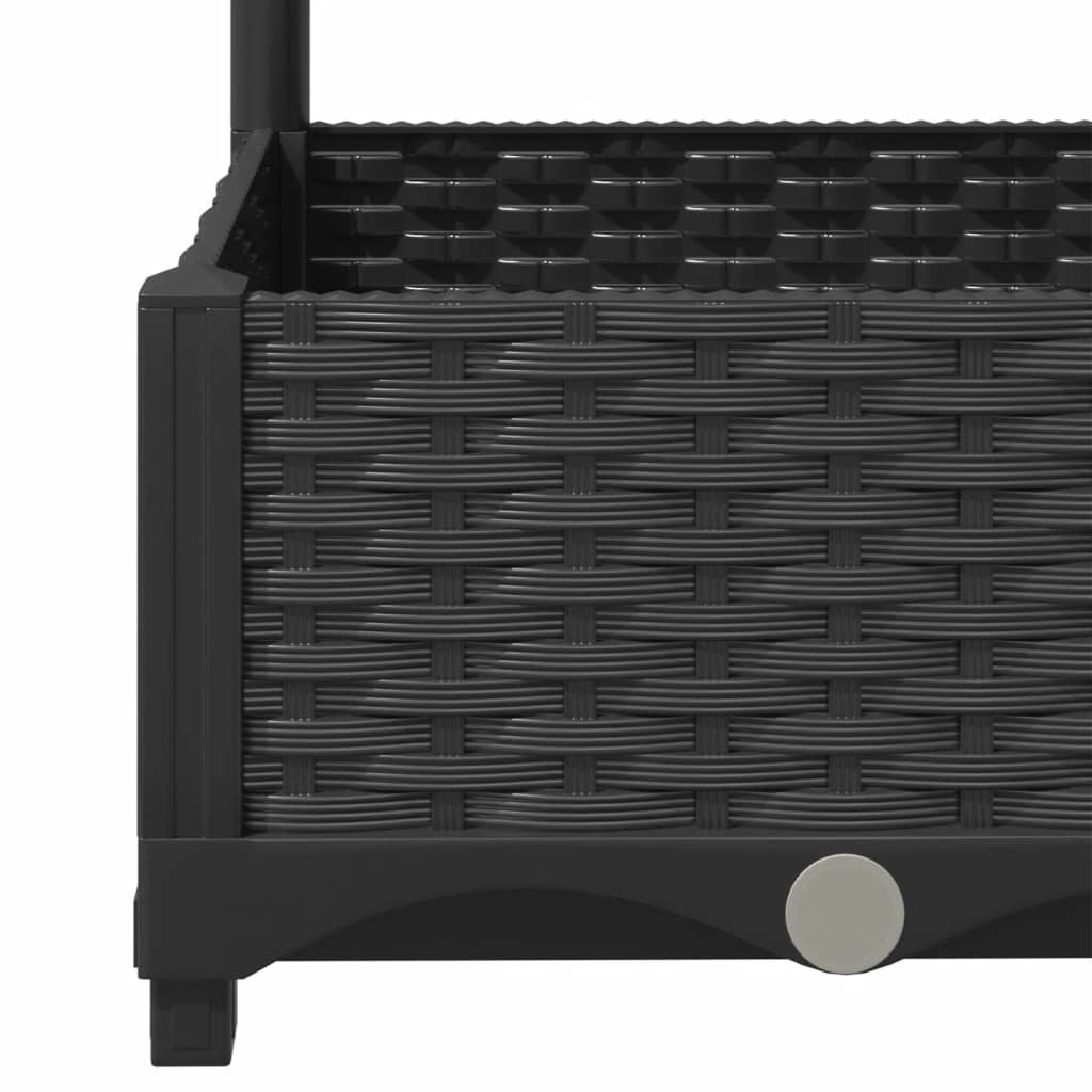 vidaXL Gartenpflanzgefäß mit Spalier Schwarz 80 x 40 x 121,5 cm PP