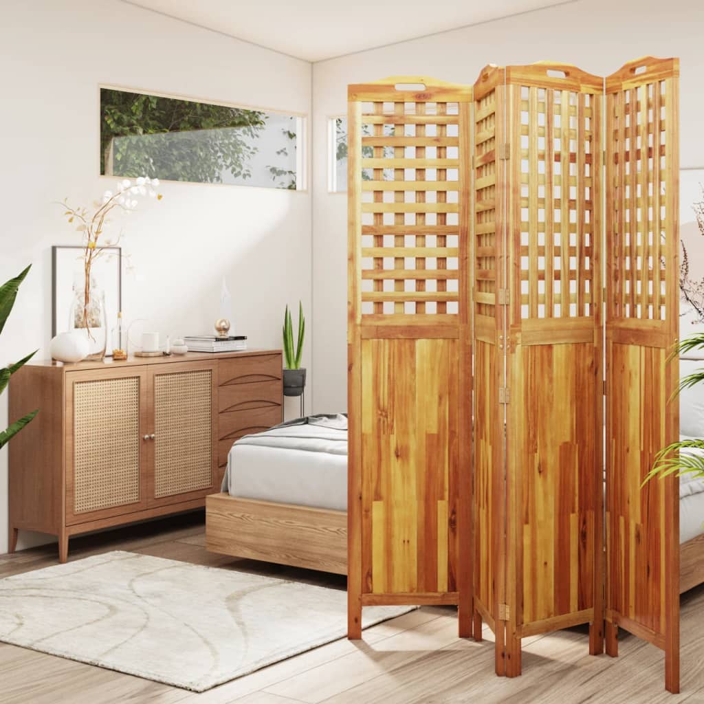 vidaXL 4-tlg. Paravent 162x2x115 cm Massivholz Akazie