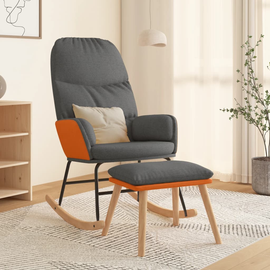 vidaXL Schaukelsessel mit Hocker Hellgrau Stoff
