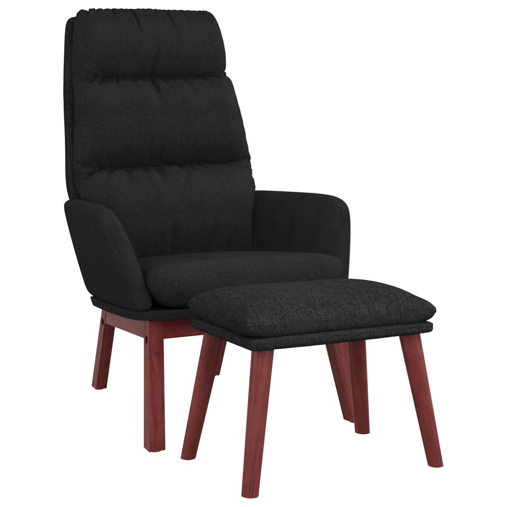 vidaXL Relaxsessel mit Hocker Schwarz Stoff