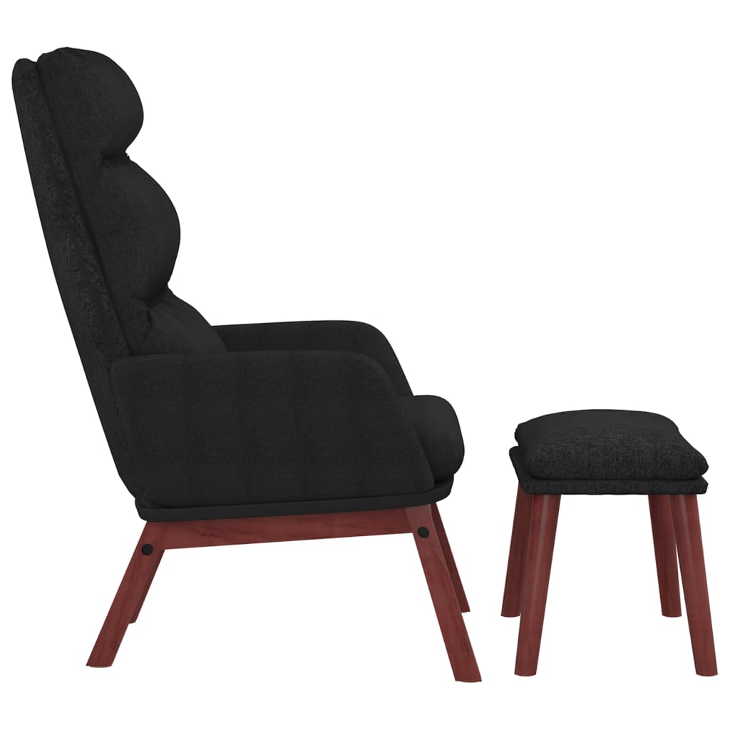 vidaXL Relaxsessel mit Hocker Schwarz Stoff