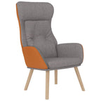vidaXL Relaxsessel mit Hocker Hellgrau Kunstleder & Stoff