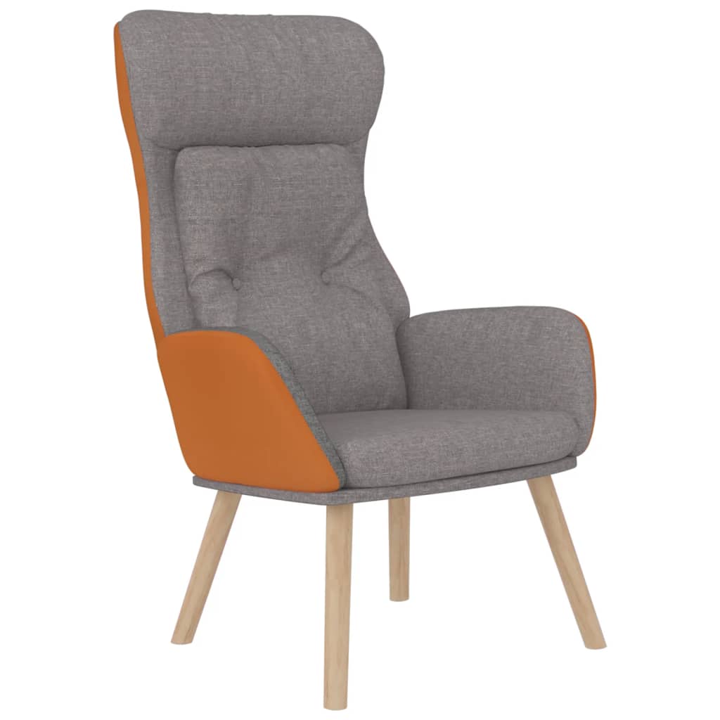 vidaXL Relaxsessel mit Hocker Hellgrau Kunstleder & Stoff