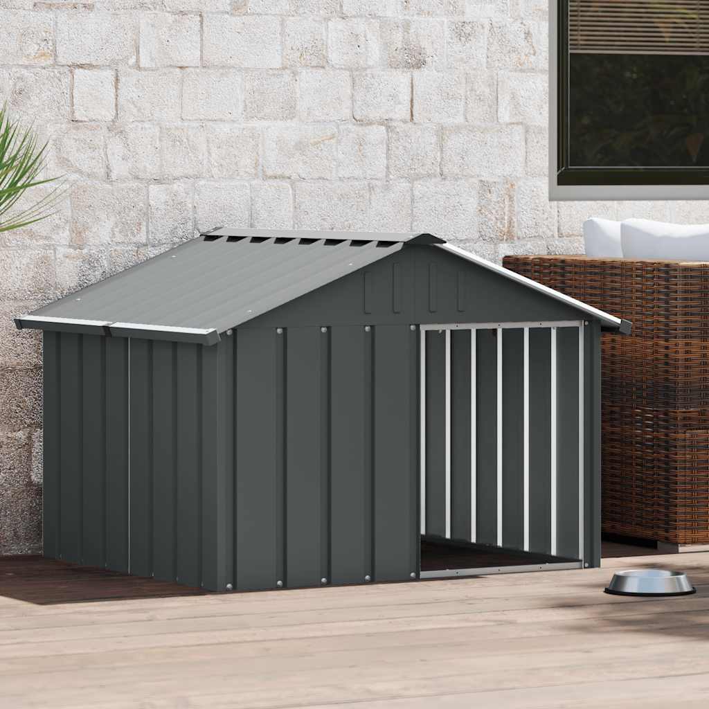 vidaXL Hundehütte Anthrazit 116,5x103x81,5 cm Verzinkter Stahl