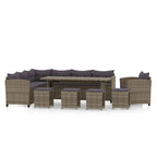 vidaXL 7-tlg. Garten-Lounge-Set mit Kissen Poly Rattan Grau