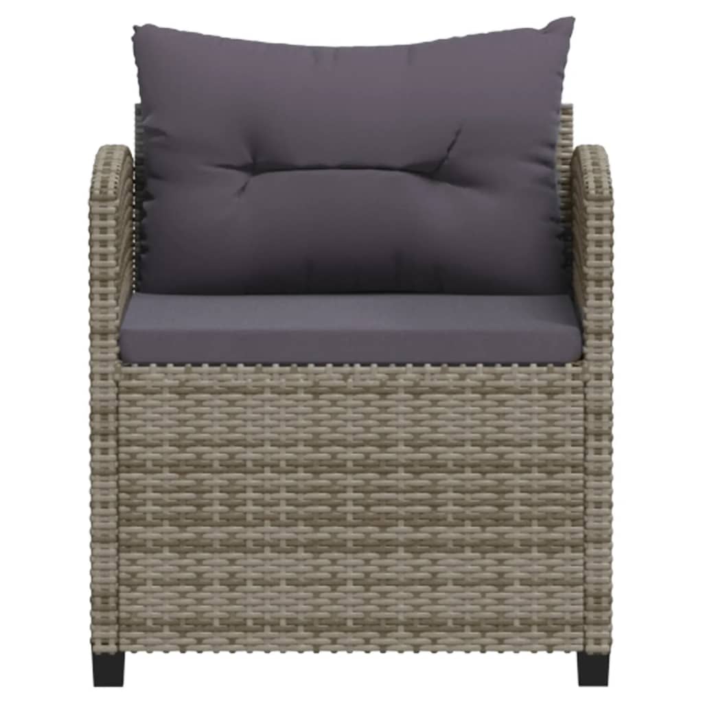 vidaXL 7-tlg. Garten-Lounge-Set mit Kissen Poly Rattan Grau