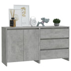 vidaXL 2-tlg. Sideboard Betongrau Holzwerkstoff